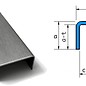 Versandmetall U-Blech aus 1,5mm Edelstahl (V2A 1.4301 - AUSSEN Schliff K320 -   axcxb 18x20x18mm Länge 2.500mm