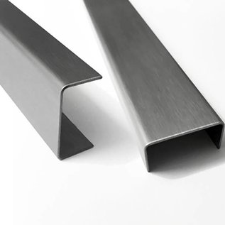 Versandmetall U-plaat van 1,5 mm roestvrij staal (V2A 1.4301 - OD-slijpmachine K320 - axcxb 18x20x18mm lengte 2.500mm