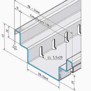 Versandmetall Drainagerinne Form B2 aus Aluminium Einlaufbreite 150mm Bestellmengen 10m, 20m, 30m, 40m, 50m