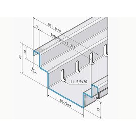 Versandmetall Caniveau de drainage Aluminium  forme B2 en tôle de aluminium, entrée 100 jusqu'à 200mm