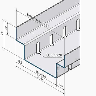 Versandmetall -70 mtr (35 x 2m) afvoerkanalen vorm A van aluminium inlaat 100mm