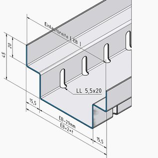 Versandmetall Sparset Drainagerinne aus Aluminium Einlaufbreite 90 bis 190mm Bestellmengen 10m, 20m, 30m, 40m, 50m