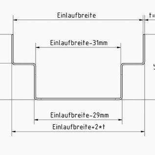 Versandmetall Ensemble de caniveaux de drainage en aluminium, sans grille, largeur d'entrée de 90 à 190 mm. Quantités à commander : 10 m, 20 m, 30 m, 40 m, 50 m.