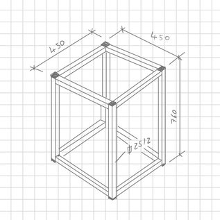 Versandmetall -1 Stück Tischgestell 450x450x760mm aus Edelstahl (1.4301 X5CrNi 18-10 ) Verbindungen geschweißt und gebeizt  Rohr 25/25x2mm Enden mit Lamellenstopfen (ca 3 m überstehend ) verschlossen Oberfläche Schliff/Gebürstet  Korn 240