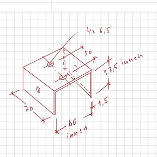 Versandmetall Set [ 8 Stck ] U-Profil aus 1,5mm Edelstahl Innenmaße  axcxb  37,5x60x37,5mm, Oberfläche Schliff K320  70mm lang, gelocht nach Skizze