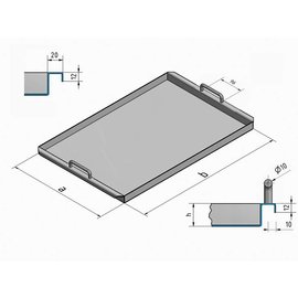 Versandmetall Speciale roestvrijstalen kuip R2 gelast Materiaaldikte 1,5 mm lengte / diepte (a) 500 mm breedte 1300 mm, hoogte 60 mm, binnenkant slijpen K320