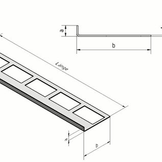 Versandmetall Fliesenleiste 1 Fliesenkante Fliesenprofil  Edelstahl 1,0mm, geschliffen Korn 320