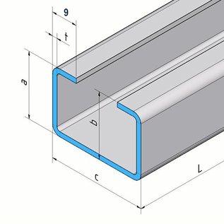 Versandmetall Profil en C acier inoxydable surface brossé en grain 320  hauteur 30 mm largeur c = 40 à 80 mm longueur 1000 mm