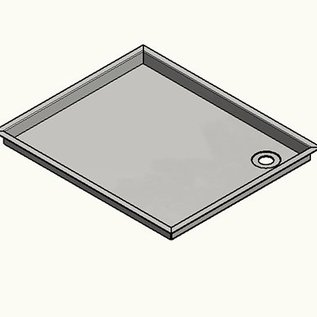 Versandmetall Douchebak RVS, douchebak 1,5mm omtrekrand 20mm, BINNEN snede K320, diepte vanaf 500 mm, breedte vanaf 600 mm, 1 of 2 afvoergaten, verschillende hoogtes