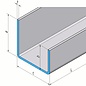 Versandmetall U-profiel niet gelijk aan t = 1,5 mm Afmetingen buiten a = 21,5 mm c = 23 mm b = 11,5 mm Lengte 1500 mm Vlakslijpkorrel 320