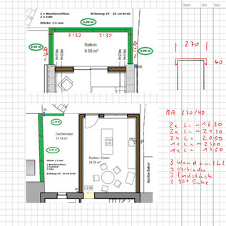 Versandmetall - Jeu {17,05 m] Revêtement mural en aluminium brillant de 1 mm, largeur 270 mm h 40 mm, longueurs en ca à dessiner, 3x connexion murale 7 Verbidner, 1x queue, 3x angle à 90 °