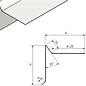 Versandmetall Dakgootplaat - roestvrij staal 90 ° 3-voudig geslepen, oppervlak met grondkorrel 320 Speciale afmetingen: H 80 mm A 100 mm lengte 2000 mm