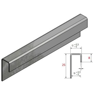 Versandmetall Geborstelde speciale glasrand K320 1,0 mm roestvrij staal voor 10 mm glas ongelijk  - Copy - Copy