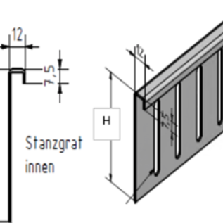 Versandmetall Oberteile für Kiesfangleiste Edelstahl höhenverstellbar 1.4301 H =80mm L=2000mm – 90° gekantet