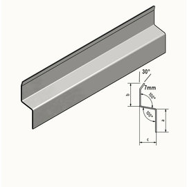 Versandmetall Z-profiel Traufblech 100 ° gemaakt van roestvrij staal 2-voudig gevouwen Materiaaldikte 1,5 mm axcb 25 x 30 x 25 mm Lengte 2000 mm Buitengrond K320