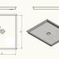 Versandmetall -Edelstahl Duschwanne, Duschtasse { R3A } 1,5mm, INNEN  Schliff K320,  Rand 20mm, Tiefe 800 mm, Breite  800 mm, 1 Ablaufbohrung mittig, Höhe 60mm