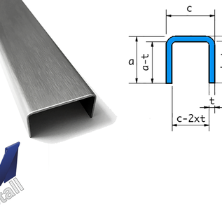 Versandmetall Set (4 stuks) U-profiel gemaakt van 2,0 mm roestvrij staal, oppervlakteafwerking K320 buitenafmetingen 2 stuks axcxb 60x130x30mm, 1600 mm (160cm) lang, 1pc axcxb 25x30x25mm, 945mm lang, 1pc axcxb 25x30x25mm, 2500mm lang