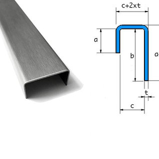 Versandmetall -Set ( 22 St ) Sonder U-Profil aus 1,0mm Edelstahl gekantet  Oberfläche Schliff K320 Innenmaße  axcxb  15x18x35mm, Länge:  20x1250mm 2x2000mm