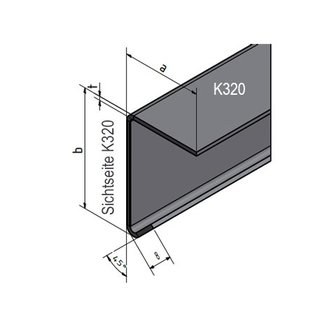 Versandmetall 16,8 lfdm [4x 2m + 2x1,1m + 4x1,65m] 90 ° avec liseret interne et extérieur au sol K320 1,0mm ,, a = 60mm b = 100mm Longueurs 4x 2000mm 2x1100mm, 4x1650mm 3 angle de connexion intérieur 99x57-100lg