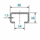 Versandmetall Profilé C petit 1,5mm H = 16mm largeur 28mm L = 1000 en acier inoxydable