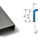 Versandmetall Set ( 15 Stck ) U-Profil aus 2,0 mm Edelstahl , Oberfläche Schliff K320 Aussenmaße  axcxb14x24x14mm, (innen 12x20x12mm) Länge 2.500mm (2,50m)