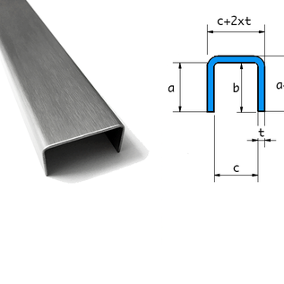 Versandmetall  Sonder U-Profil aus 1,0mm Edelstahl gekantet Oberfläche Schliff K320 Innenmaße axcxb 15x24x30mm, Länge: 2x2000mm, 1x1000mm