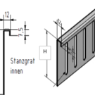 Versandmetall Bovendelen voor aluminium grindvangrail, in hoogte verstelbaar H = 80 mm L = 2000 mm - 90° ingeklapt