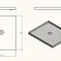 Versandmetall Edelstahl Duschwanne, Duschtasse { R1A } 1,5mm, INNEN  Schliff K320, Tiefe 650 mm, Breite 650 mm, 1  Ablaufbohrung mittig,  Höhe 50mm