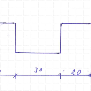 Versandmetall Set [2-delig] hoedprofiel van roestvrij staal 4-voudig gekanteld materiaaldikte 1,5 mm axcb 20 x 30 x 20 mm lengte 2500 mm buitensnede K320 volgens schets