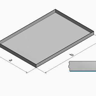 Versandmetall RVS kuip rij 1 hoeken gelast 1.5mm h = 165mm axb 680x1140mm BUITEN slijpen K320