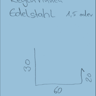 Versandmetall -Sonder - U-Profil (Rinne ) aus 1,5mm Edelstahl 30/60/20/10mm, Länge 2500mm, Oberfläche Schliff K320 U-Profil gekantet