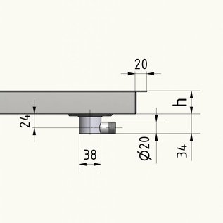 Versandmetall Edelstahl Waschbecken, Camperausbau { R3B } 1,5mm  umlaufender Rand 20mm, INNEN  Schliff K320, Breite  250mm, inkl. Rand 287 mm, Länge 350mm,  inkl Rand 387 mm, Tiefe 145mm