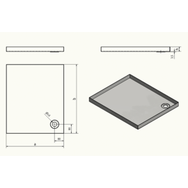 Versandmetall RVS kuip rij 1 hoeken strak gelast en gebeitst, RVS 1.5mm h = 180mm axb 550x500mm BUITEN slijpen K320