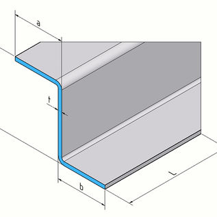 Versandmetall Sonder-Z-Profil   1,0mm Edelstahl einseitig Schliff K320 Höhe 150mm a 70mm b 50mm L2000mm