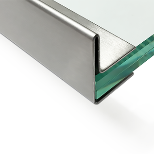 Versandmetall RVS glazen dakgoot 13mm voor ESG glas 12mm of VSG glas 12.52mm, 1.4301 buitensnede K320