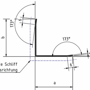 Versandmetall ARTICLES RESTANTS [14A] Angle en acier inoxydable à triple tranchant, finition de surface K320, côté visible EXTÉRIEUR, axb: 40x15 mm, épaisseur du matériau: 1,5 mm, longueur 1000 mm