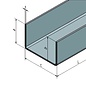 Versandmetall RESTPOSTEN  [ 6A ] 7er Set Alu U-Profil 1,0mm axcxb 15x40x15mm Länge 2500mm, Al99,5 roh, einseitig mit Schutzfolie