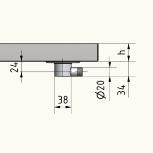 Versandmetall Restposten: Edelstahl Duschwanne, Duschtasse { R1 } 1,5mm, INNEN  Schliff K320, Tiefe  450 mm, Breite 450 mm, 1Ablaufbohrungen,  Höhe 20mm,