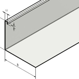 Versandmetall OVERIGE VOORRAAD Set van 2 grindstopstrips - RVS - ongeperforeerd - 90° afgekant. Hoogte = 95, Breedte = 125, Lengte: 2000 mm