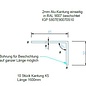 Versandmetall Speciale hoekset ALU raw 90° gevouwen, t=2,0 mm, zichtzijde BUITEN deel 1: asb: 110x20 mm, lengtes: 10 x 1500 mm / 10 x 1800 mm deel 2: axb: 140x20 mm, lengtes: 10 x 1500 mm / 10 x 1800 mm Deel 3-5 volgens tekening, inclusief boringen en versteksneden