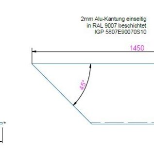 Versandmetall Sonder - Set Winkel ALU roh 90° gekantet, t=2,0 mm, Sichtseite AUSSEN Teil1: axb: 110x20 mm, Längen: 10 x 1500mm / 10 x 1800mm Teil2: axb: 140x20mm, Längen:  10 x 1500mm / 10 x 1800mm Teil 3-5 gemäß Zeichnungen,  Inkl. Bohrungen und Gehrungsschnitte