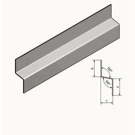 Versandmetall Z-profiel dakrandplaat 100° van RVS, dubbelgevouwen, materiaaldikte 1,0 mm axcxb 10 x 40 x 20 mm, lengte 2000 mm, buitensnede K320