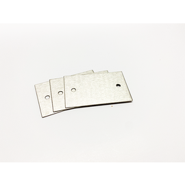 Versandmetall Verbindingsplaat, kleine onderdelen van 1,0 mm RVS, 2 gaten 4,5 mm lxb 42,5x70 mm, 1 zijde geborsteld korrel 320