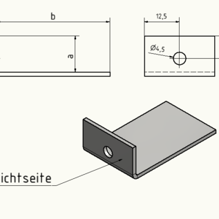 Versandmetall Winkel W1-W3,,  Kleinteile  aus  1,5mm   Edelstahl,  1 Seite gebürstet Korn 320