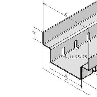 Versandmetall Speciale set 68m (34x2000 mm) afvoergoten vorm A aluminium/RVS incl. rooster inloopbreedte 150 mm - Copy