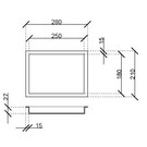 Versandmetall Cuve inox spéciale R3 t= 1,5 mm, dimensions extérieures de la cuve axb 250x180mm (plus bord selon croquis), hauteur 27mm, côté visible INSIDE cut K320