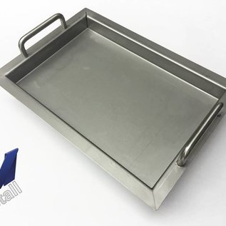 Versandmetall -Cuve inox spéciale R2 matière soudée épaisseur 1.5mm longueur/profondeur (a) 350mm largeur 400mm, hauteur 70mm, coupe INTÉRIEURE K320 2x poignées,
