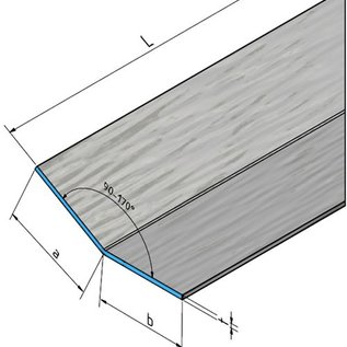 Versandmetall Angle en acier inoxydable - une seule fois Surface brossée d'un côté grain 320, 90°axb : 110x40 mm épaisseur de tôle 1,0 mm longueur 1000 mm
