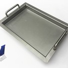 Versandmetall Lot spécial de 2 poêles inox rang 3 soudées 1,5 mm, avec rebord agrippant, coupe extérieure K320, longueur/profondeur (a) 275 mm, largeur (b) 145 mm dimensions intérieures, hauteur 100 mm avec 2 poignées étriers