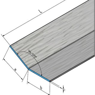 Versandmetall Aluminium hoek antraciet ongelijke poot 90° 40x80mm 2000mm, dikte 1mm